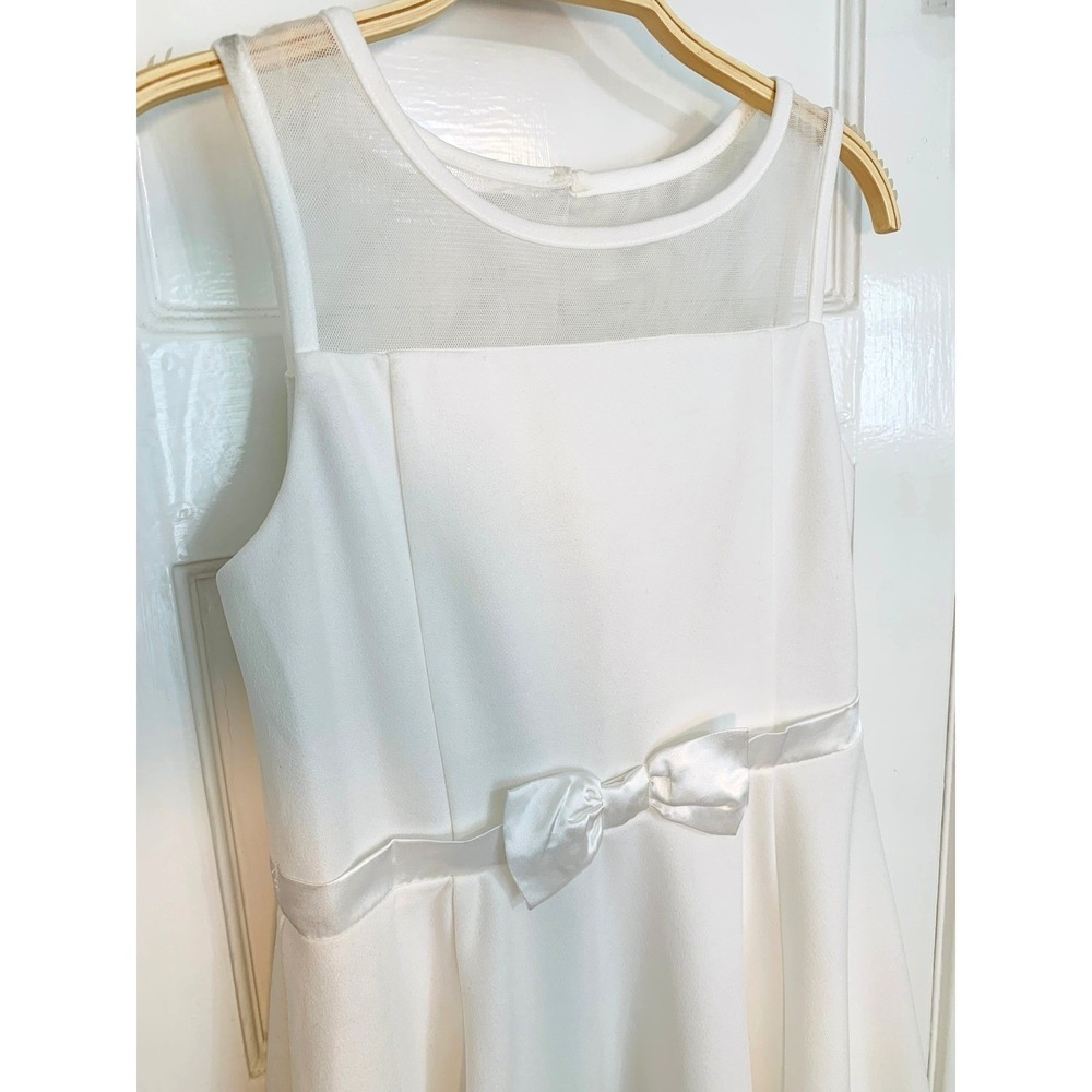 Calvin Klein Fit and Flare Sleeveless White Dress Mesh Bachelorette / Size 10-12 - Picture 13 of 16
